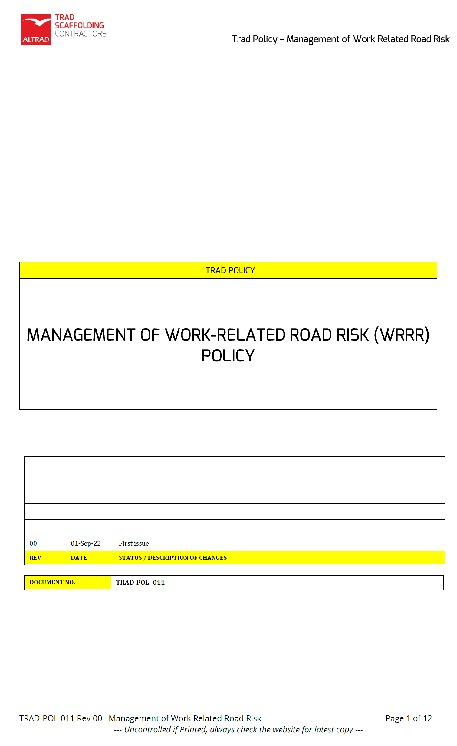 Management of Work Related Road Risk